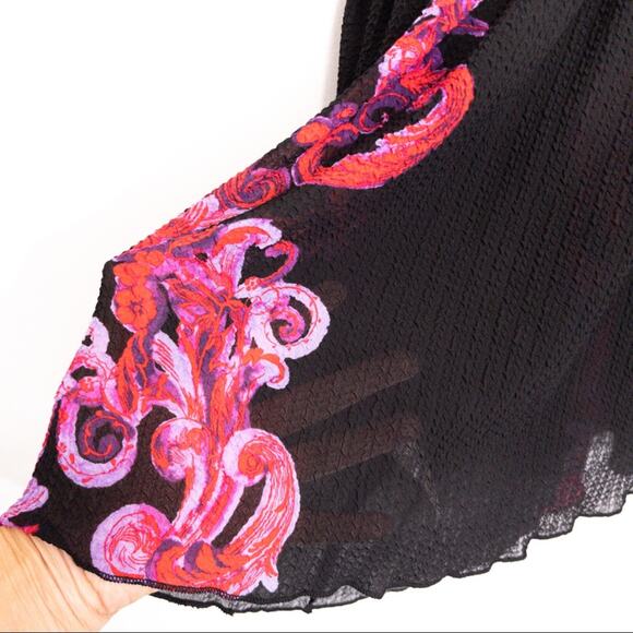 Free People Printed Symphony Sheer Slip Tunic Paisley Bell Sleeve Dress - Picture 5 of 10